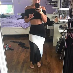 Black and white maxi skirt